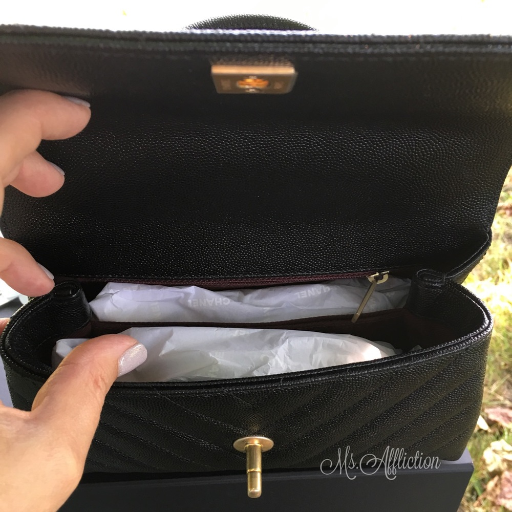 CHANEL Authentic CC Coco Handle Caviar Flap Bag - Picture 6 of 8